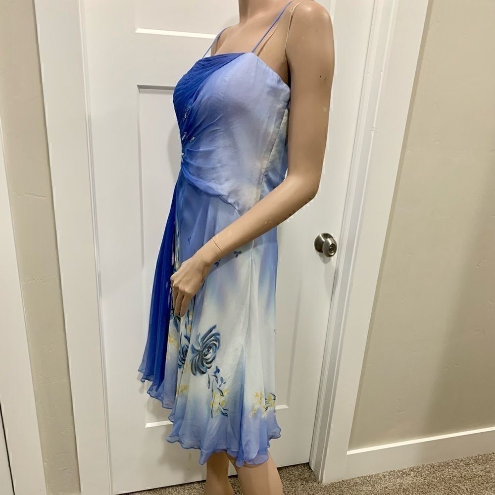 New 100% Silk beaded & hand-painted flowers dress - Picture 7 of 11